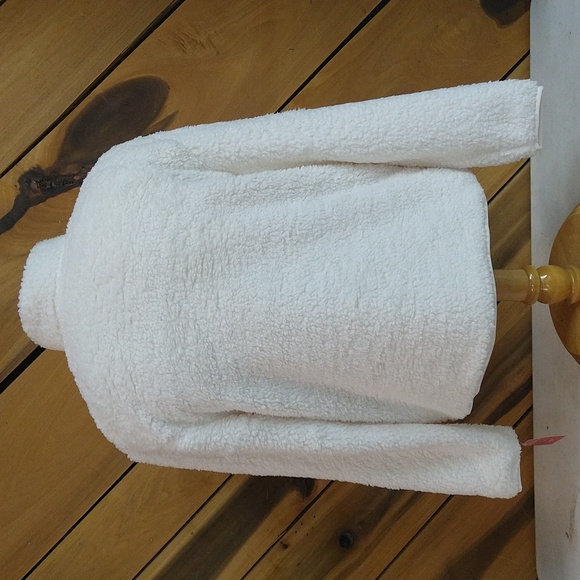 NEW! Men's Faux Shearling Half Zip-Up Sweatshirt Pullover, White - Picture 6 of 14